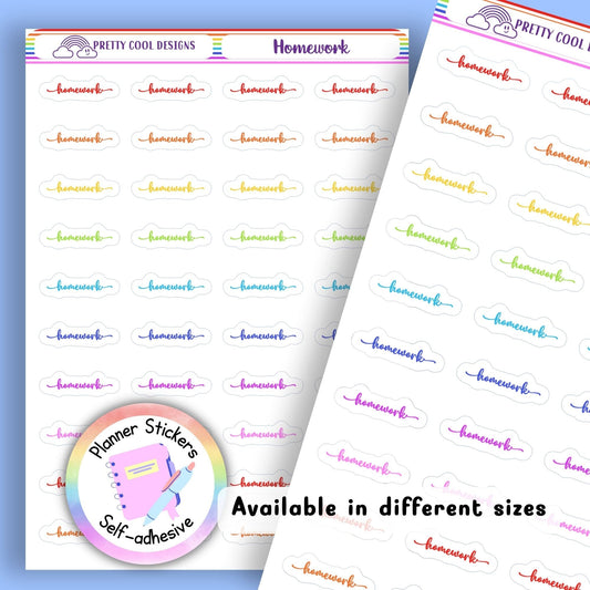 Rainbow Homework Planner Stickers UK | Student | Teacher | Nurse | One Sticker Sheet