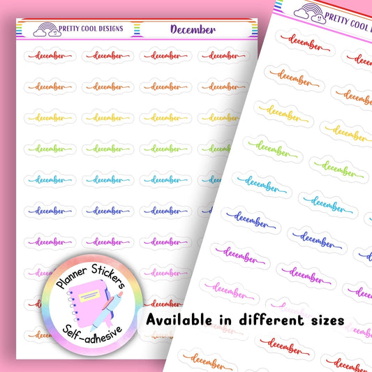 Rainbow December Planner Stickers UK | Student | Teacher | Nurse | One Sticker Sheet