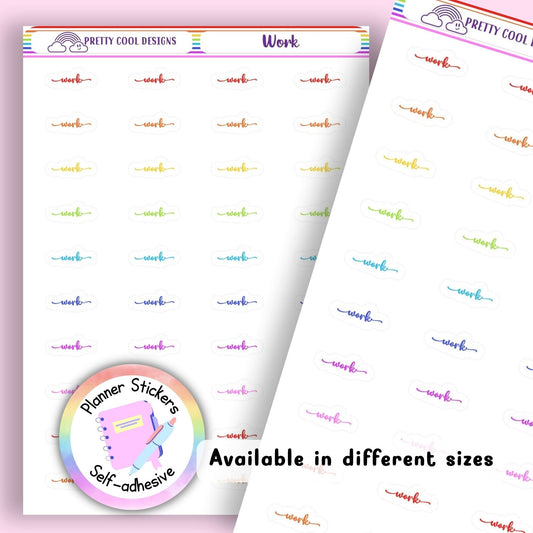 Rainbow Work Planner Stickers UK | Student | Teacher | Nurse | Shift | One Sticker Sheet
