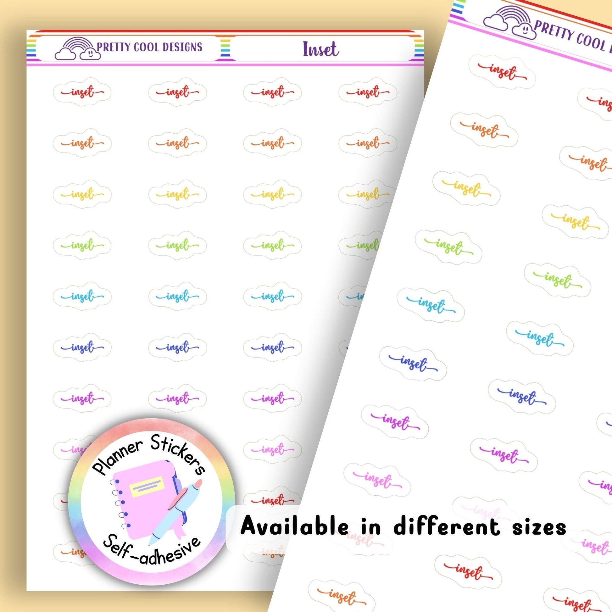 Rainbow Inset Planner Stickers UK | Student | Teacher | Nurse | Shift | One Sticker Sheet