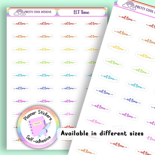 Rainbow ECT Time Planner Stickers UK | Student | Teacher | Nurse | Shift | One Sticker Sheet