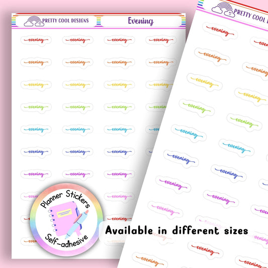 Rainbow Evening Planner Stickers UK | Student | Teacher | Nurse | One Sticker Sheet