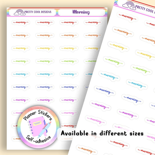 Rainbow Morning Planner Stickers UK | Student | Teacher | Nurse | One Sticker Sheet