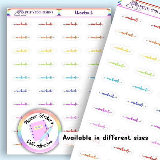 Rainbow Workout Planner Stickers UK | Student | Teacher | Nurse | One Sticker Sheet