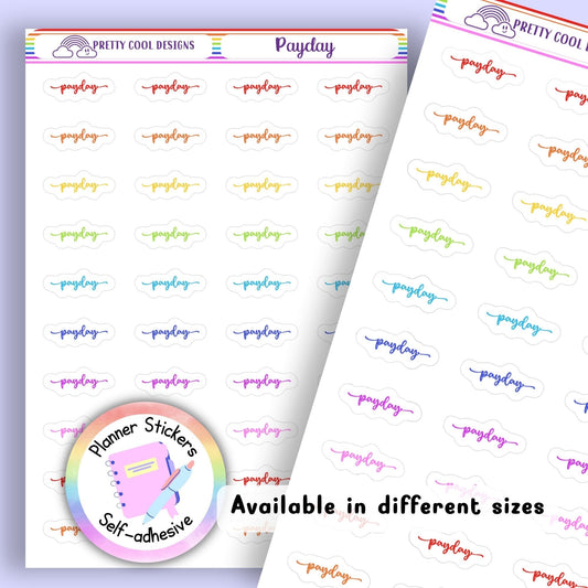 Rainbow Payday Planner Stickers UK | Student | Teacher | Nurse | One Sticker Sheet