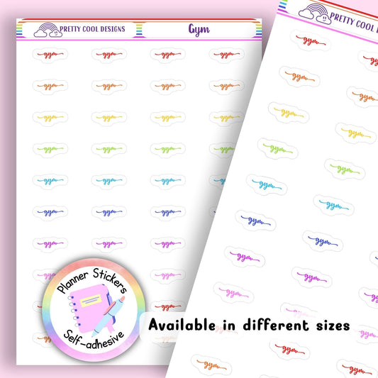 Rainbow Gym Planner Stickers UK | Student | Teacher | Nurse | One Sticker Sheet