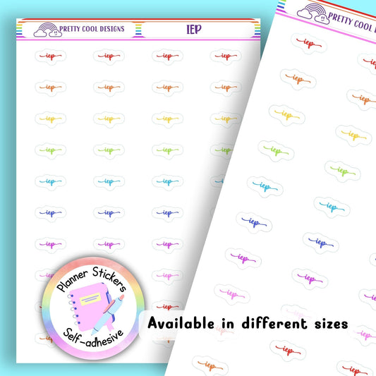 Rainbow IEP Planner Stickers UK | Student | Teacher | Nurse | One Sticker Sheet