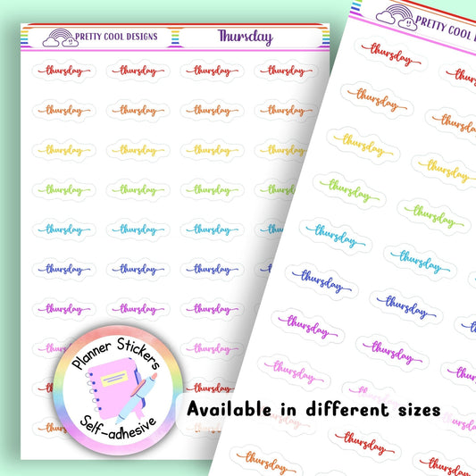 Rainbow Thursday Planner Stickers UK | Student | Teacher | Nurse | One Sticker Sheet