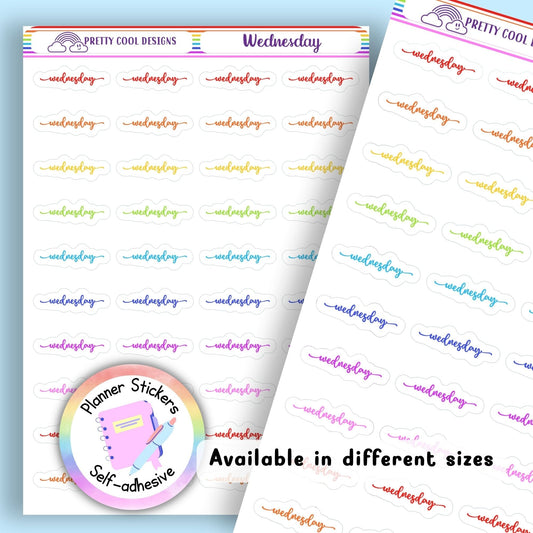 Rainbow Wednesday Planner Stickers UK | Student | Teacher | Nurse | One Sticker Sheet