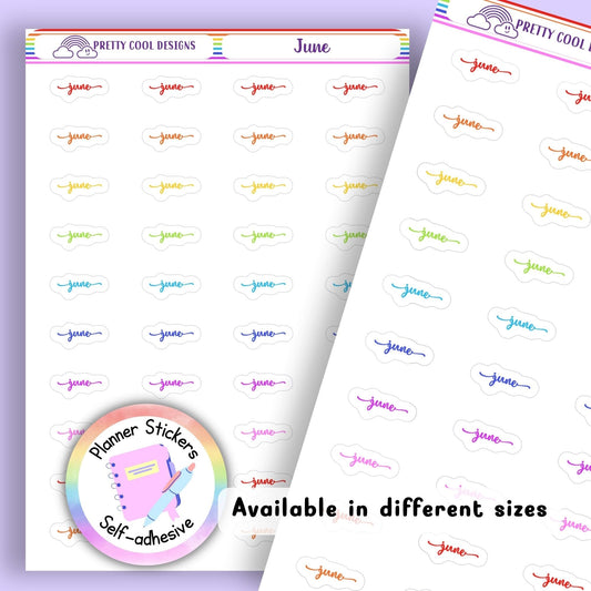 Rainbow June Planner Stickers UK | Student | Teacher | Nurse | One Sticker Sheet