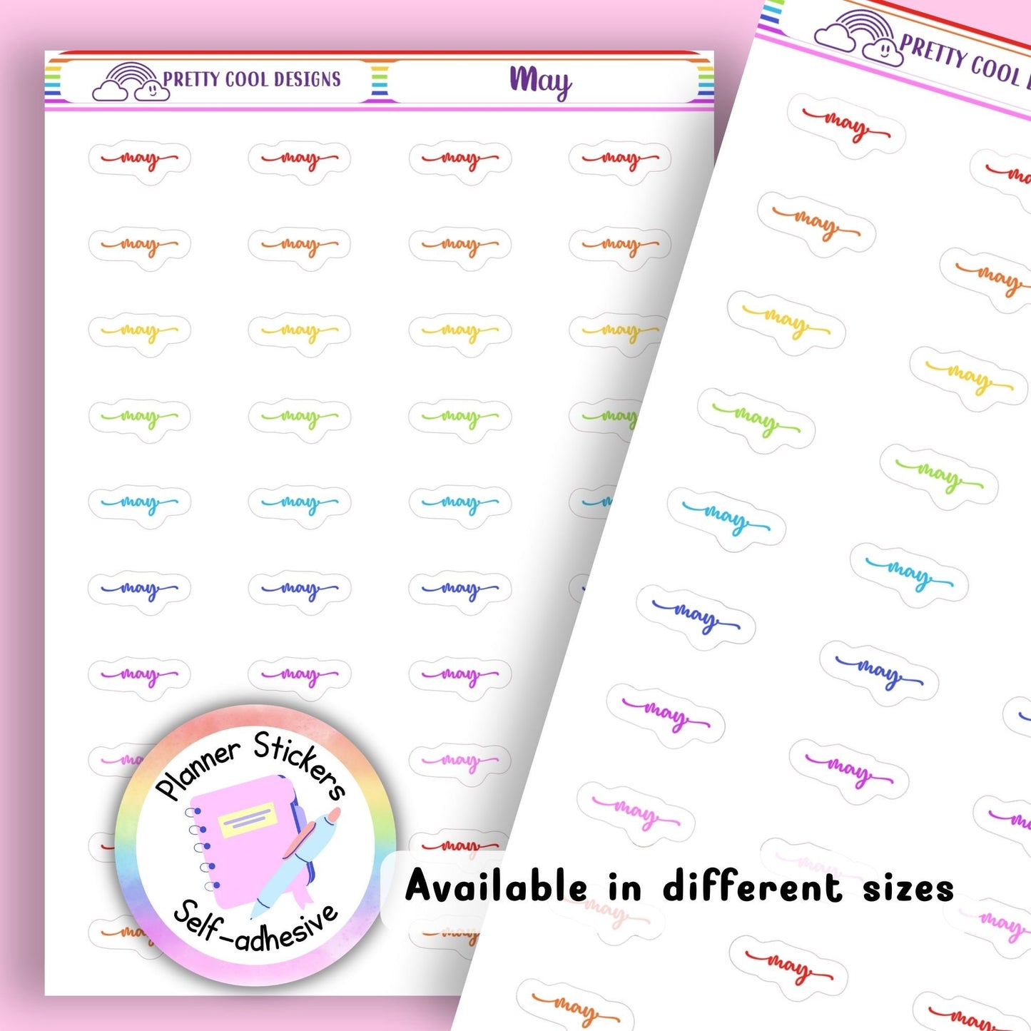 Rainbow May Planner Stickers UK | Student | Teacher | Nurse | One Sticker Sheet