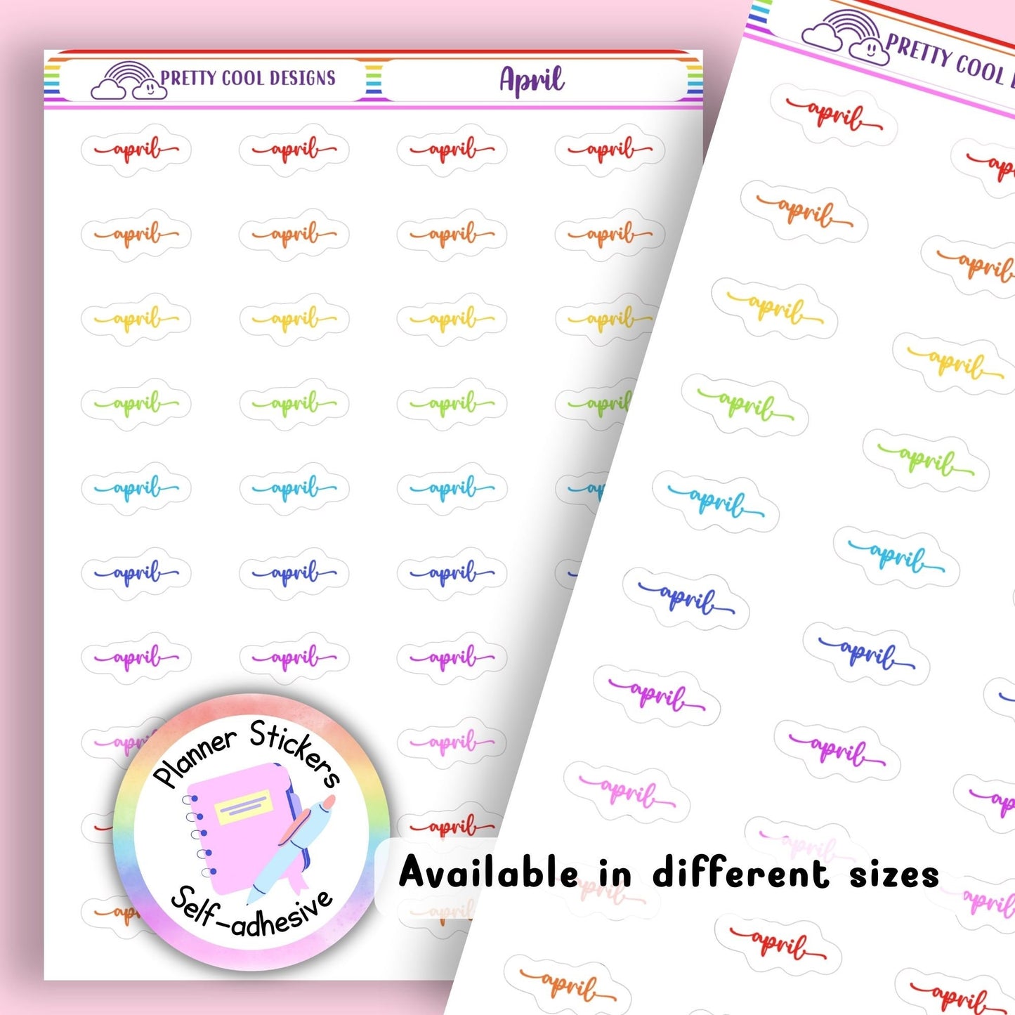Rainbow April Planner Stickers UK | Student | Teacher | Nurse | One Sticker Sheet