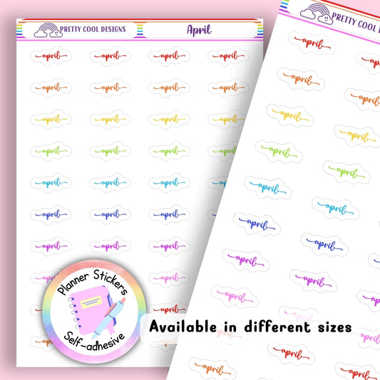 Rainbow April Planner Stickers UK | Student | Teacher | Nurse | One Sticker Sheet