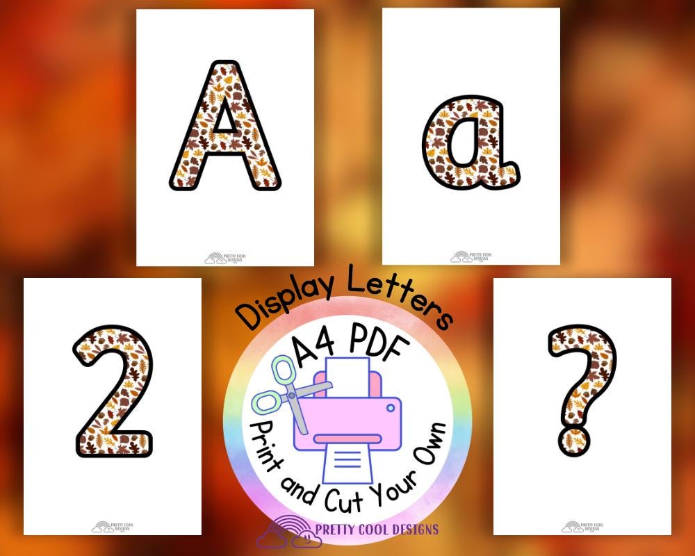 Autumn Fall Bulletin Board Set | printable display | bulletin | letters numbers symbols | classroom | print and cut