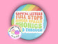 Children's Writing Checklist | Funny | Teacher Pin Badge or Keyring | Rainbow | Teacher Gift | 45mm