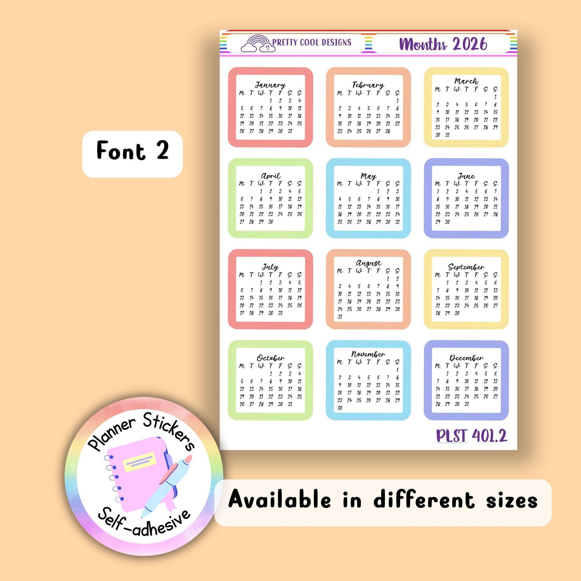 Monthly Planner Stickers, 2026, Bullet Journal, Diary Decoration Decor, Scrapbooking Stickers, Aesthetic