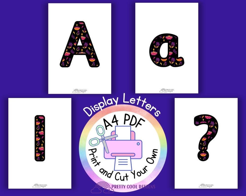 Diwali Printable Letters, Numbers, Symbols: Classroom Bulletin Board (A4 PDF Download)