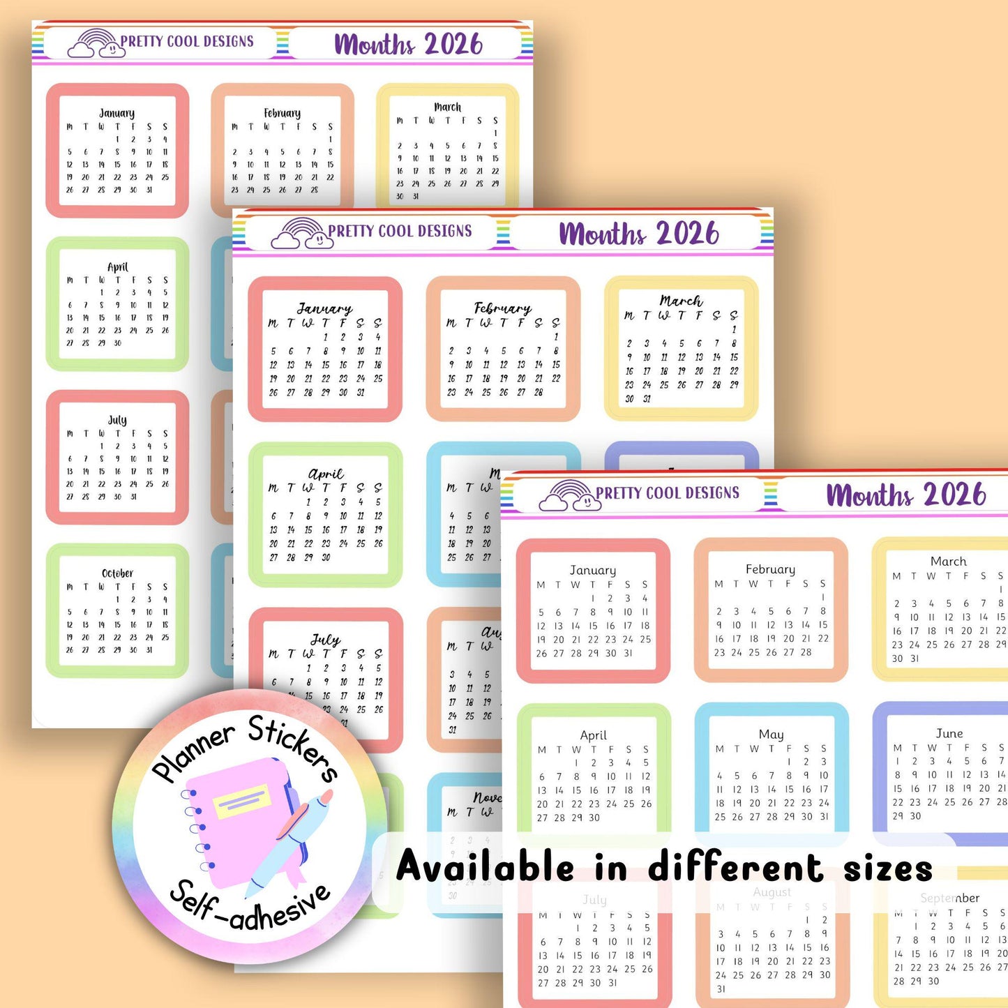 Monthly Planner Stickers, 2026, Bullet Journal, Diary Decoration Decor, Scrapbooking Stickers, Aesthetic