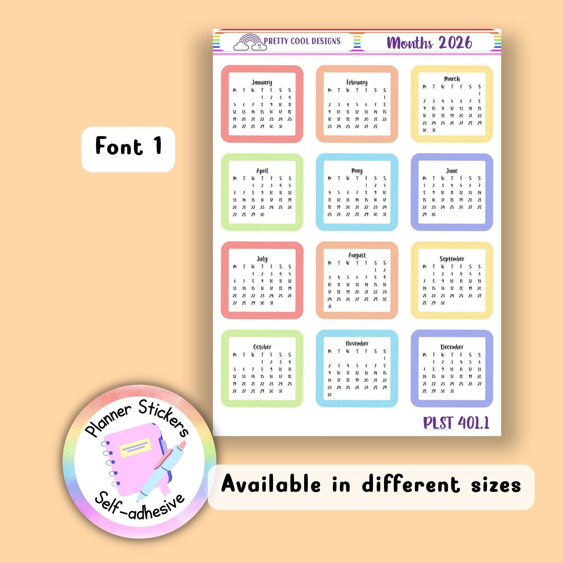 Monthly Planner Stickers, 2026, Bullet Journal, Diary Decoration Decor, Scrapbooking Stickers, Aesthetic