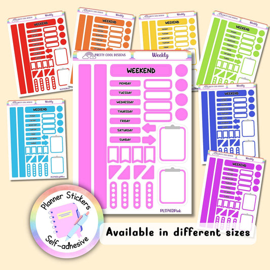 Weekly Planner Stickers: Colour-Coded Functional Decorative Labels