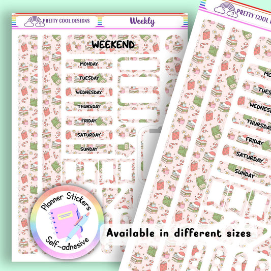 Christmas Books Weekly Planner Stickers: Color-Coded Organizer