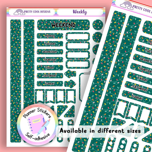 Christmas Lights Planner Stickers: Weekly Diary, Journal, Calendar