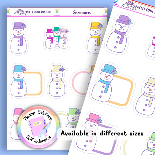 Christmas Snowmen Planner Stickers: Bujo Calendar Stickers