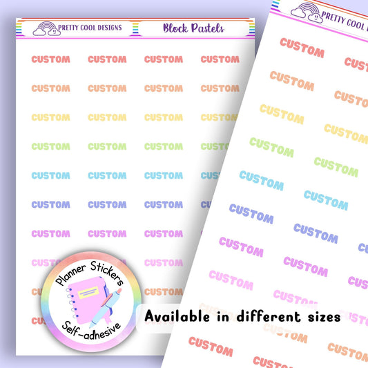Custom Pastel Rainbow Planner Stickers UK | Student | Teacher | One Sticker Sheet