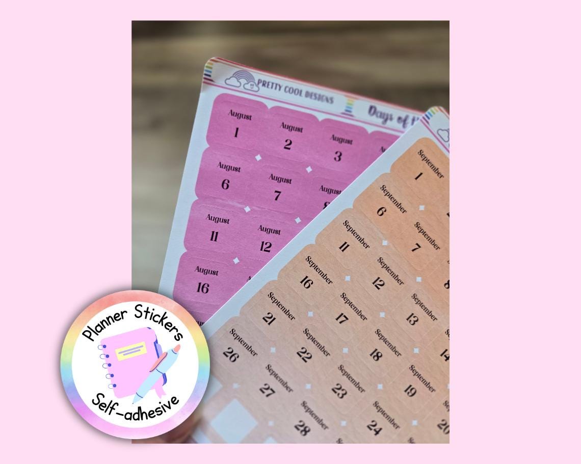 Monthly Planner Stickers, Bullet Journal, Diary Decoration Decor, Scrapbooking Stickers, Numbers, Washi, Aesthetic