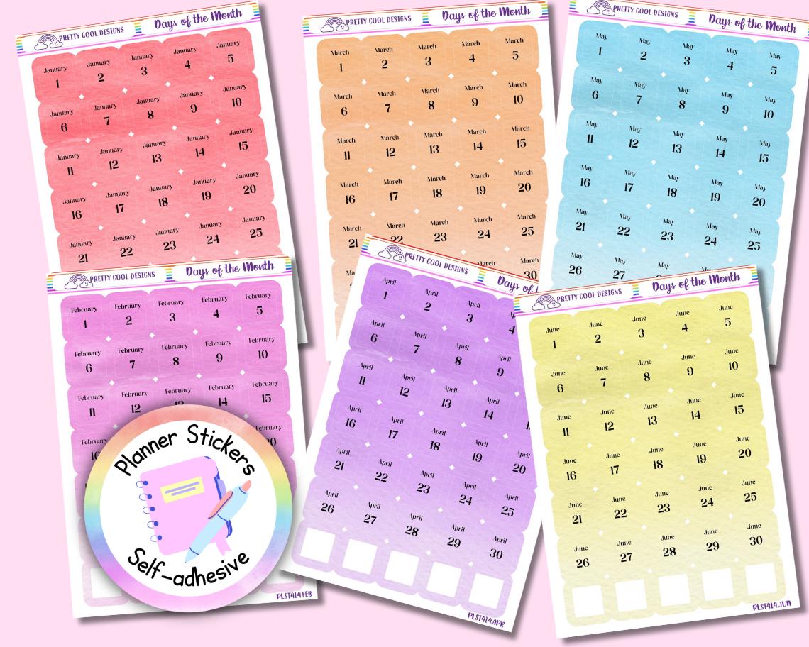 Monthly Planner Stickers, Bullet Journal, Diary Decoration Decor, Scrapbooking Stickers, Numbers, Washi, Aesthetic