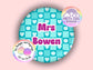 Personalised teacher badge or keyring - 45 mm - teacher themed hand drawn design - add your customised name - teacher gift