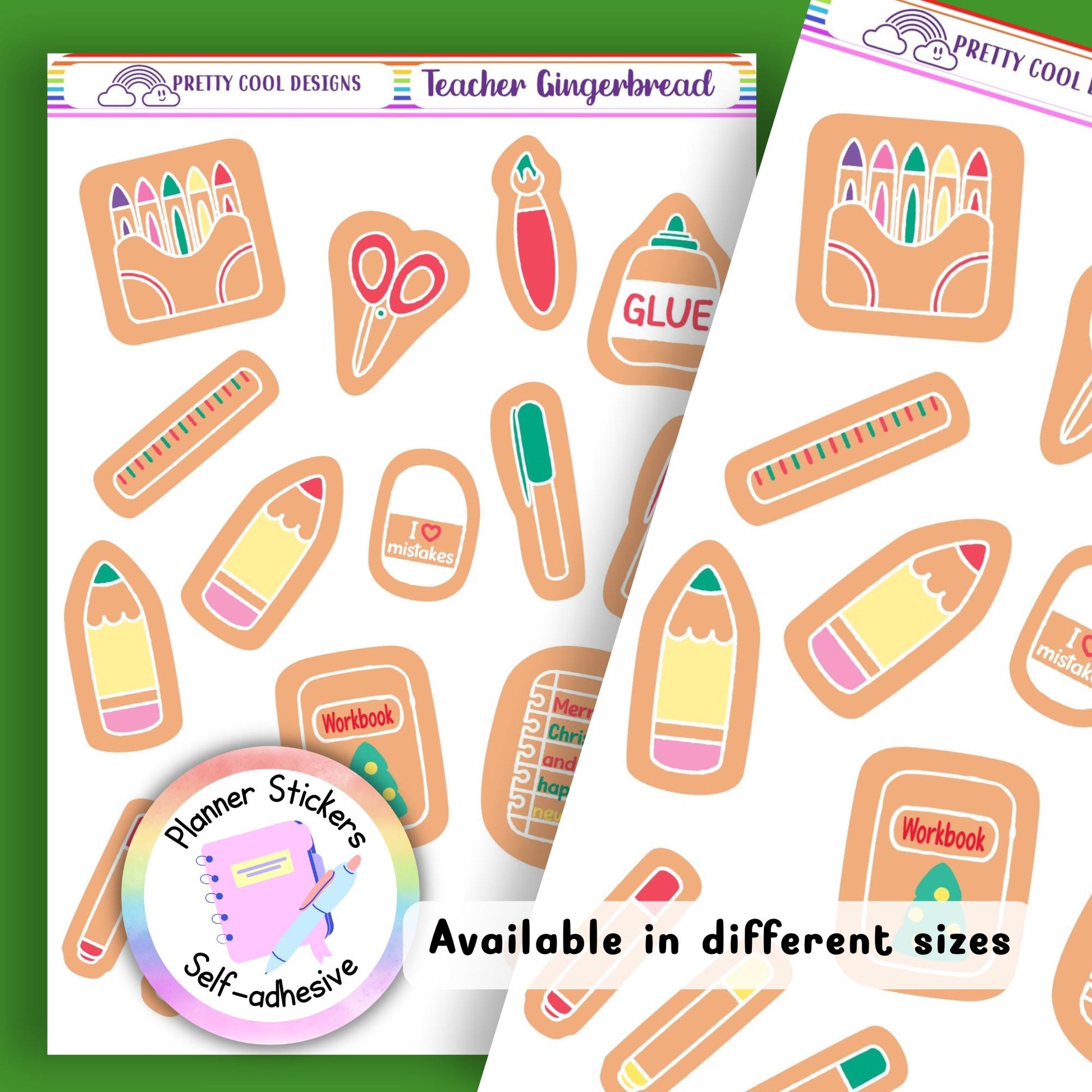 Teacher Gingerbread Christmas Planner Stickers