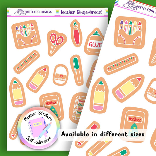 Teacher Gingerbread Christmas Planner Stickers
