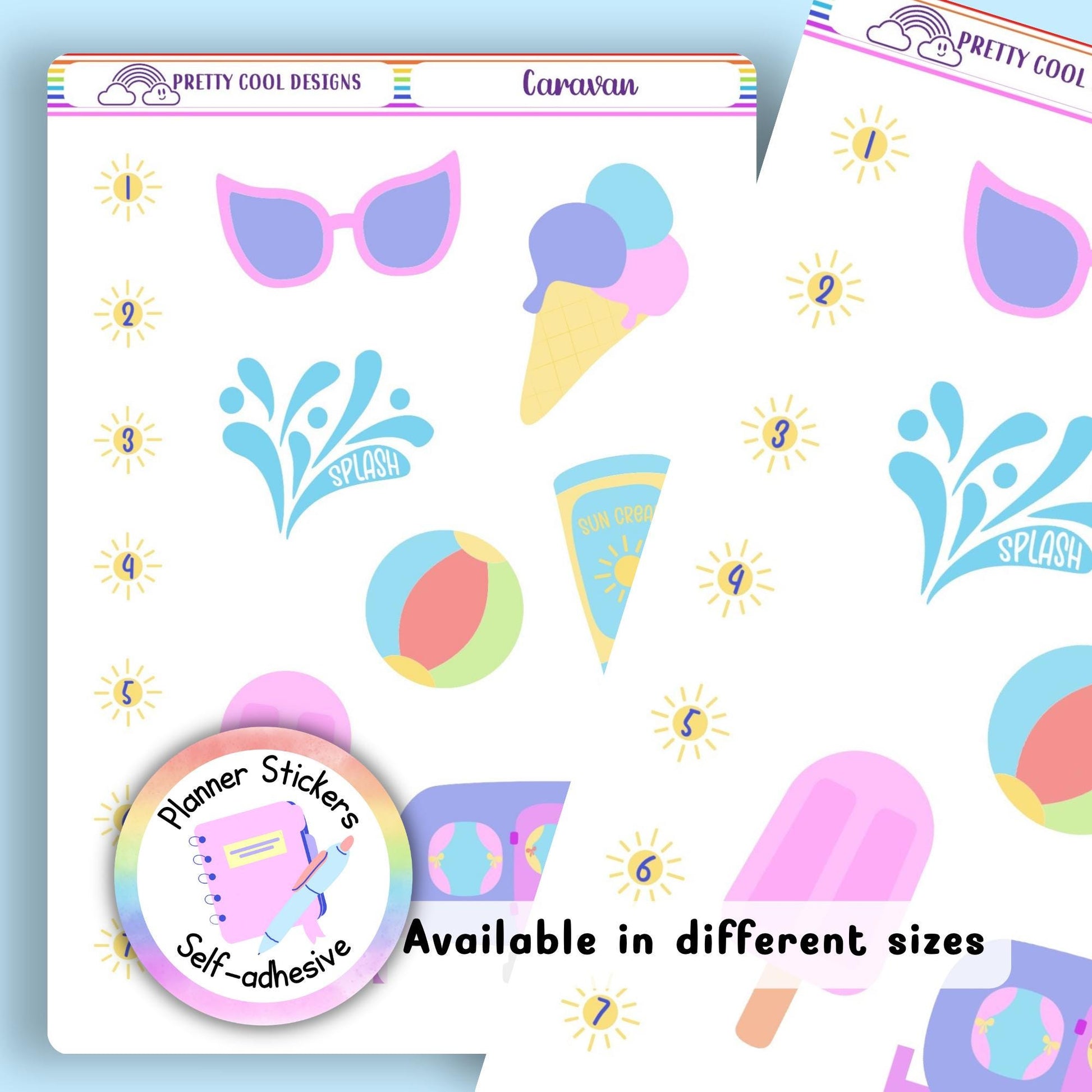 Summer Caravan Holiday Planner Stickers Travel Staycation