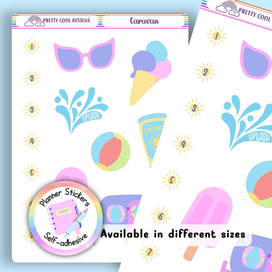 Summer Caravan Holiday Planner Stickers Travel Staycation