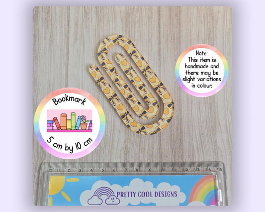 Jumbo Paperclip Bookmark Hand drawn Pencil Bow Pattern