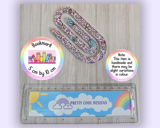 Jumbo Paperclip Bookmark Hand drawn Floral Pattern
