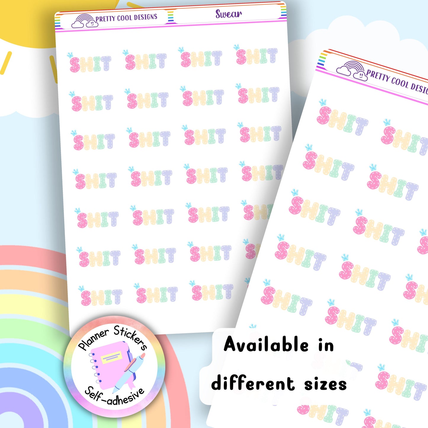 Swearing Shit Stickers for Planners, Diaries, Scrapbooks (1 Sheet)