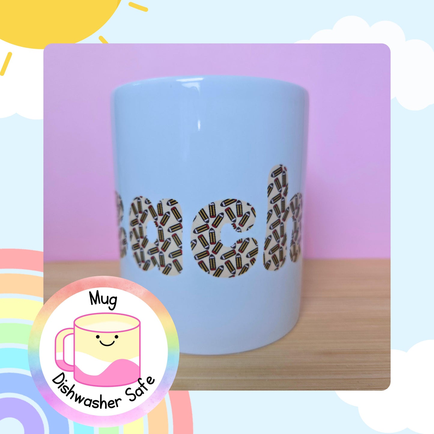 Teacher mug, end of year gift, teaching assistant present, funny mug, school pencil