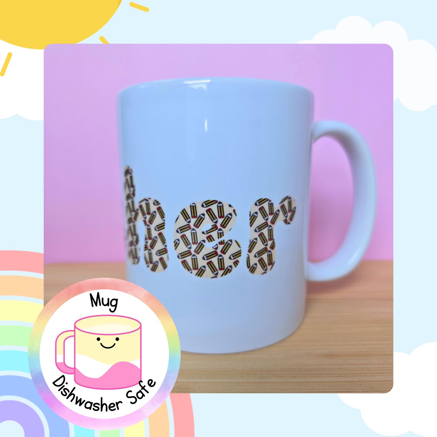 Teacher mug, end of year gift, teaching assistant present, funny mug, school pencil