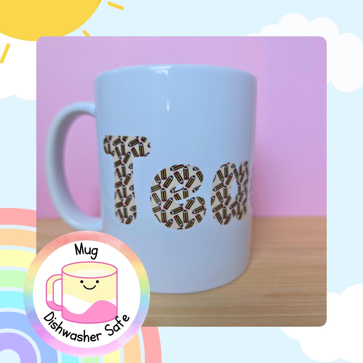 Teacher mug, end of year gift, teaching assistant present, funny mug, school pencil