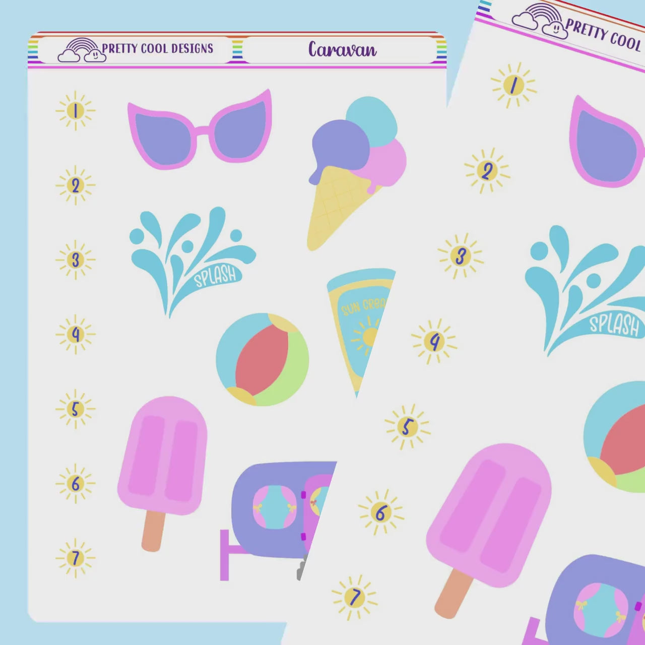 Summer Caravan Holiday Planner Stickers Travel Staycation