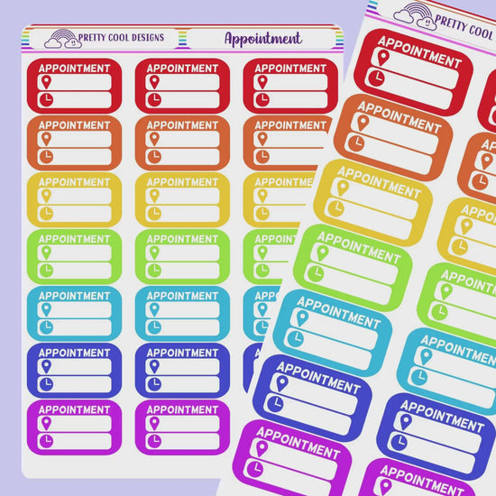 21 Rainbow Appointment Planner Stickers with Time and Location Space
