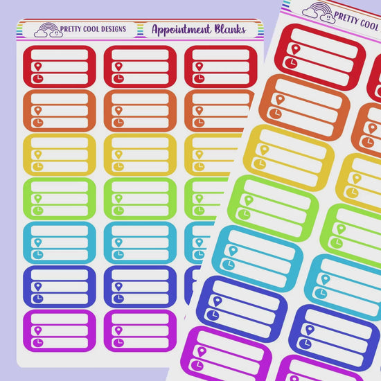 Appointment Planner Stickers with Time and Location Space Rainbow Blank