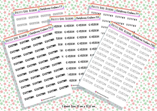 40 Christmas Xmas Personalised Custom Word Planner Stickers UK with Font Choices - 1 Sheet