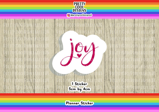 Joy Heart Red Motivational  Word Typography Sticker (NOT WATERPROOF)