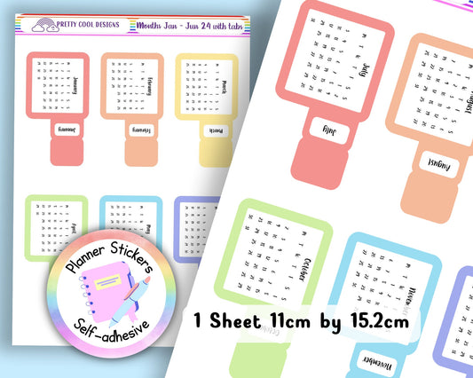 Monthly Planner Stickers with Tabs, 2023 to 2024, Bullet Journal, Diary Decoration, Aesthetic